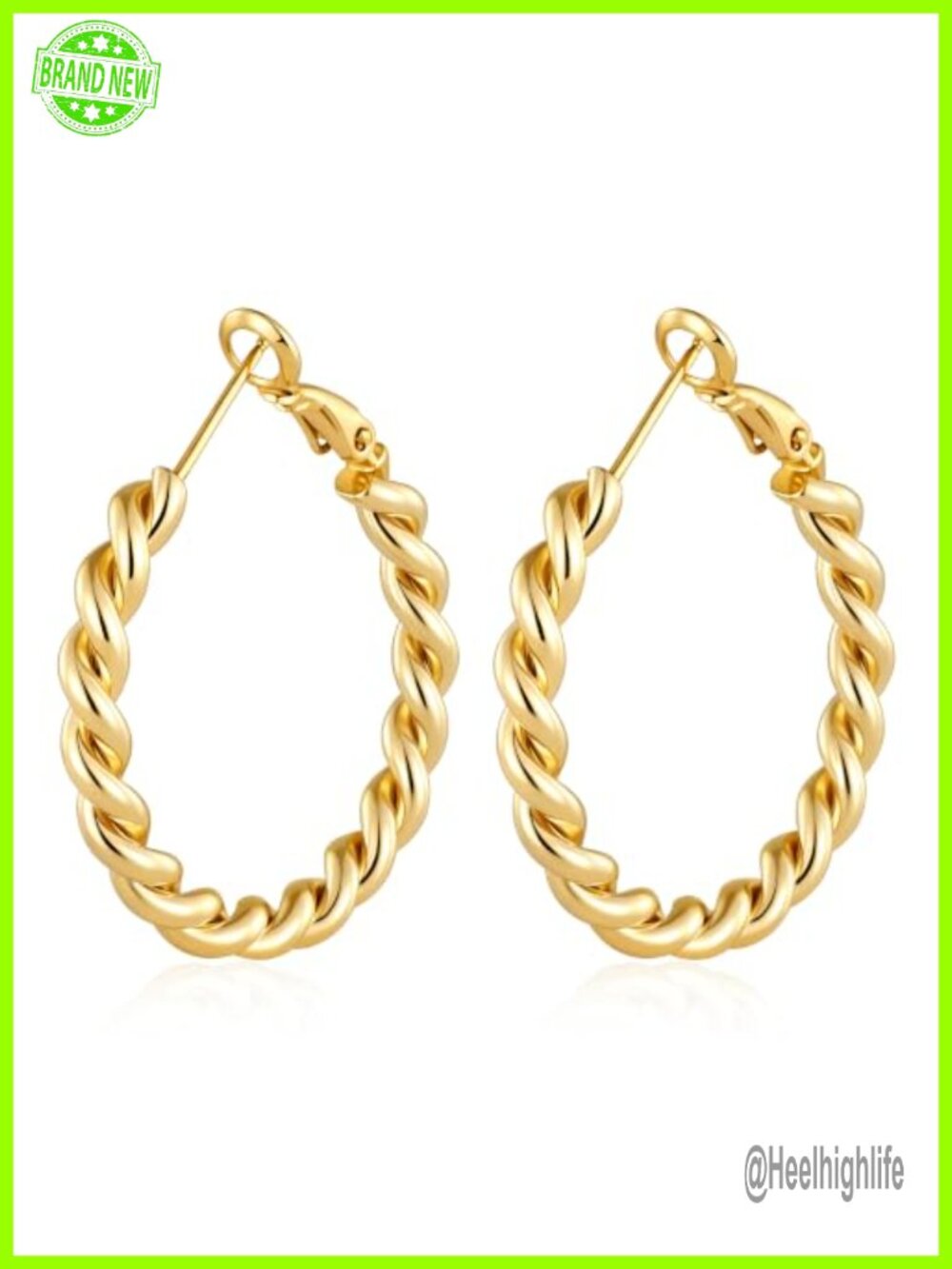 Chunky Gold Hoop Earrings for Women Hypoallergenic Brass Hinged Hoop